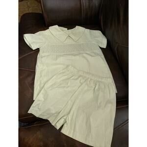 Posh Originals Green Pique Size 6 Smocked Short Set / Mint Green, Top Is Smocked